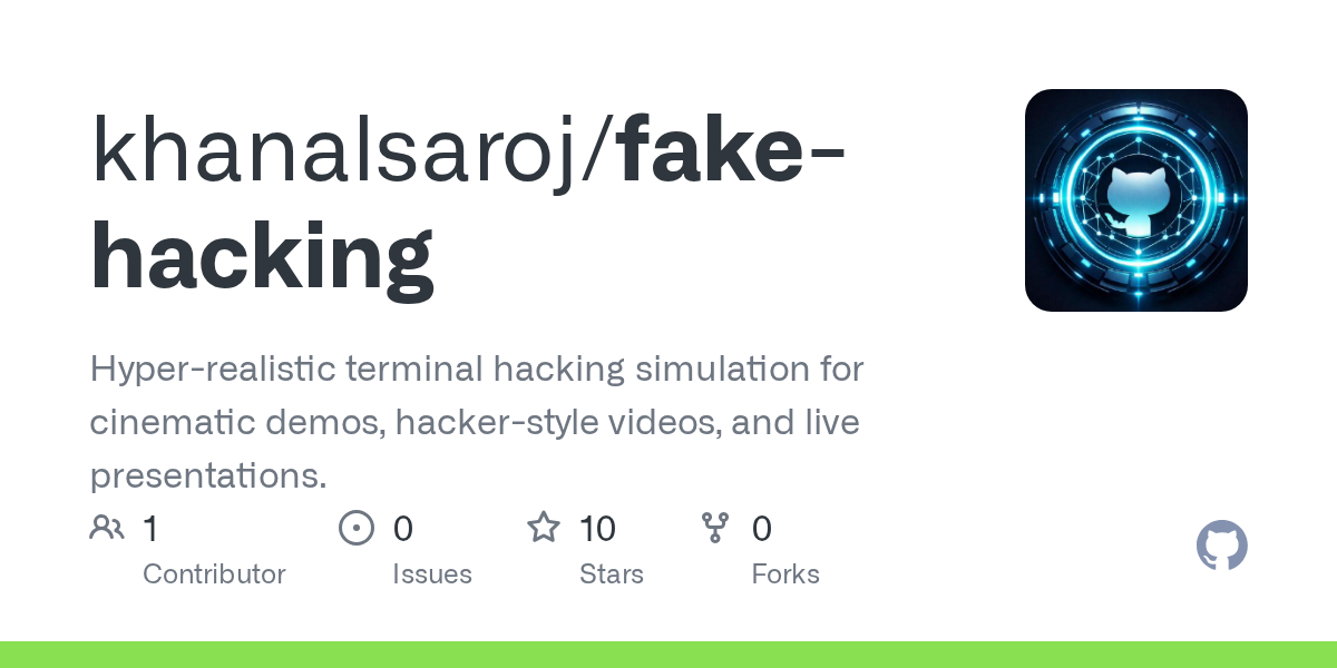 fake-hacking — Cinematic terminal hacker simulator