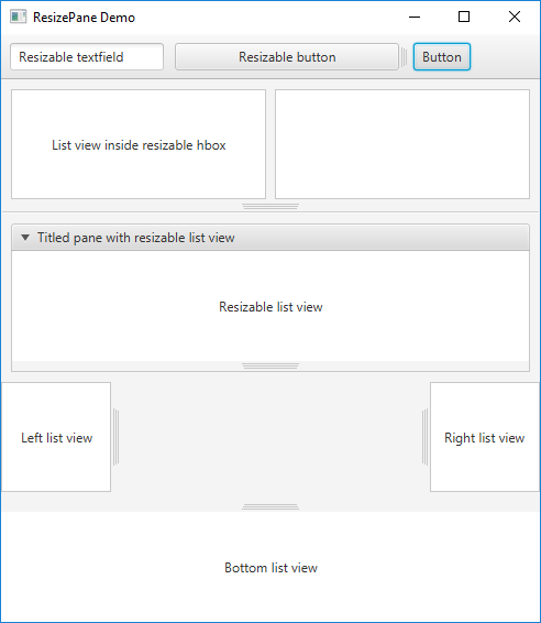 ResizePane Demo Screenshot