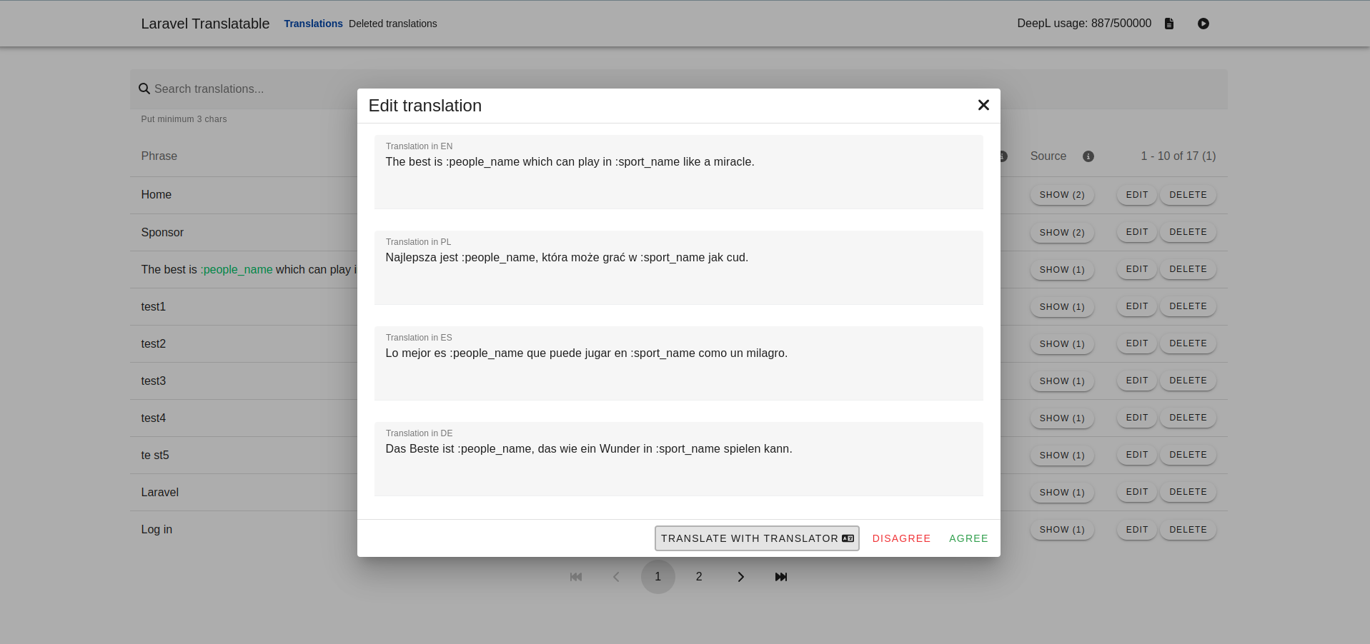 Laravel Translatable edit