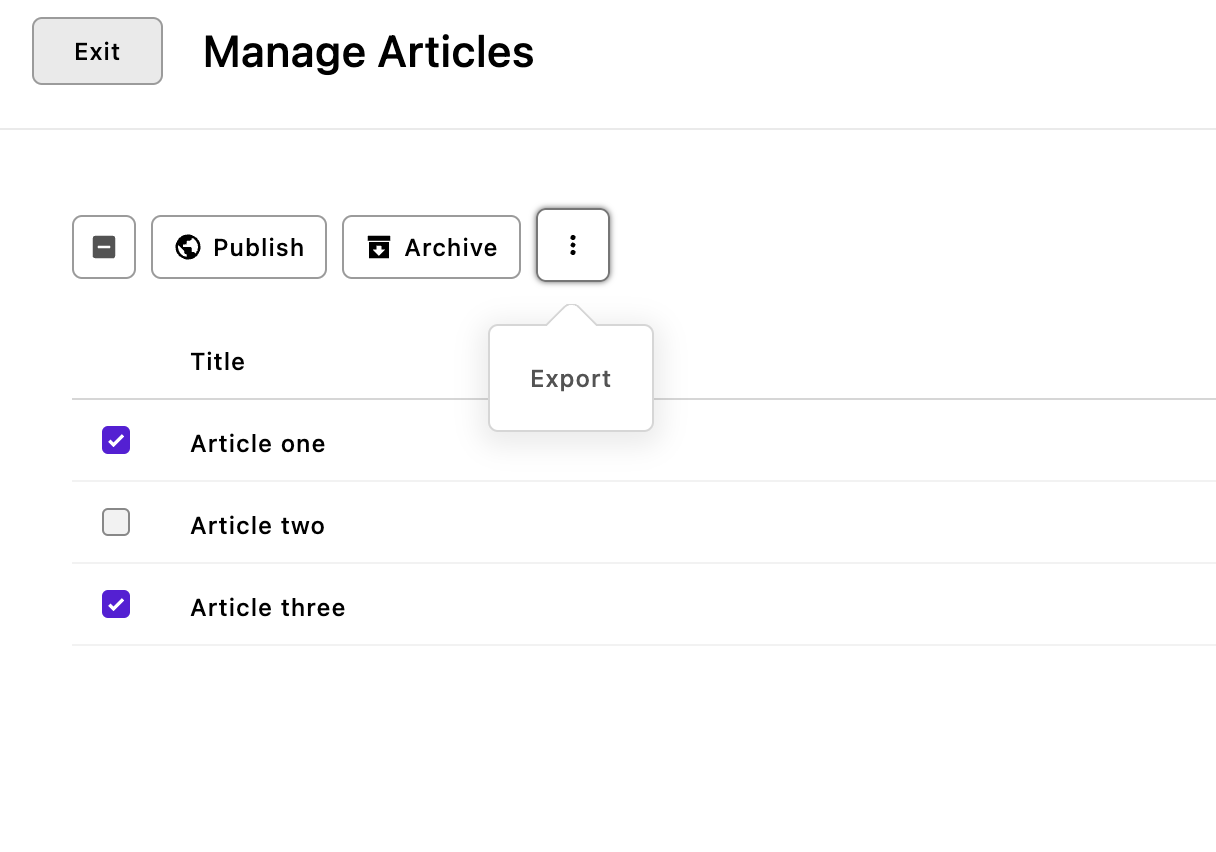 Screenshot of exporting pieces using the batch method