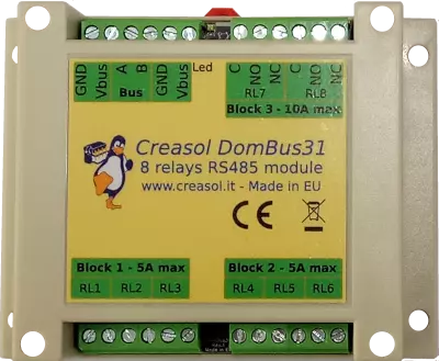 DomBus31 domotic module with 8 relay outputs