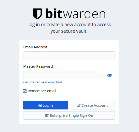 Login page