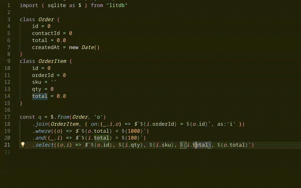 GitHub - litdb/litdb: Lightweight RDBMS agnostic TypeScript/JS ...