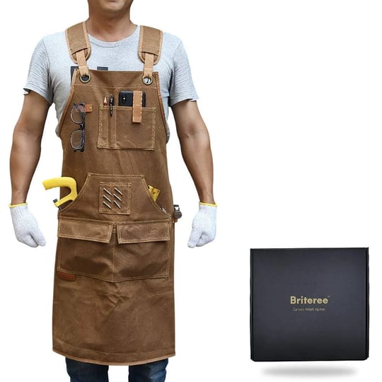 briteree-woodworking-aprons-for-men-gift-for-woodworker-with-9-tool-pockets-durable-waxed-canvas-1