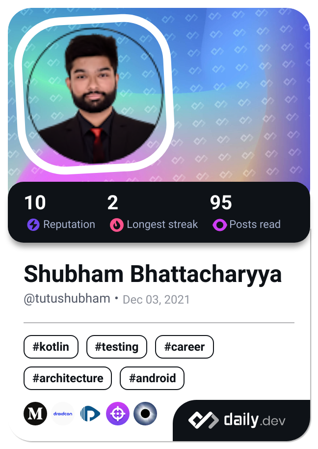 Shubham Bhattacharyya's Dev Card