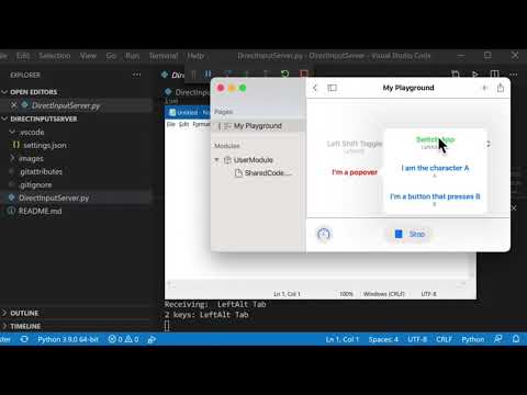 Screencast of DirectInputClient and DirectInputServer working together