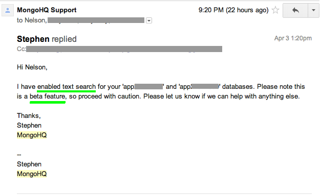 MongoHQ Enables Text Search