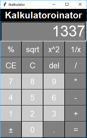 screen of TKalkulator