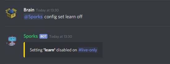 @Sporks config set learn off