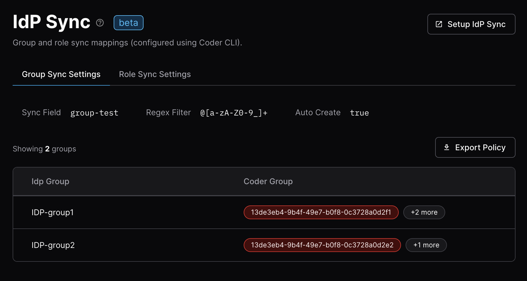 IdP Sync Page