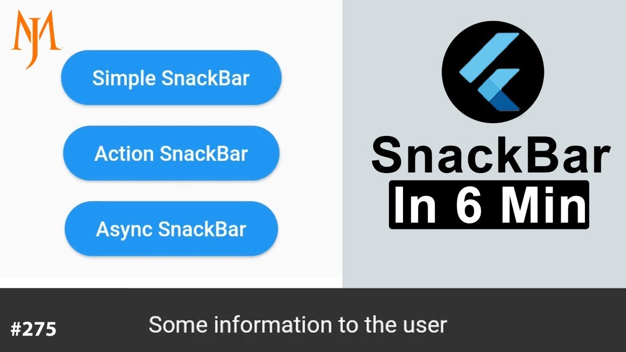 Flutter Tutorial - SnackBar In 6 Minutes & Scaffold Messenger [2021] Duration, Dismiss YouTube video