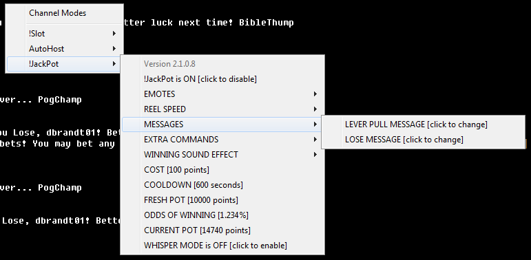 Jackpot Version 2 Context Menu