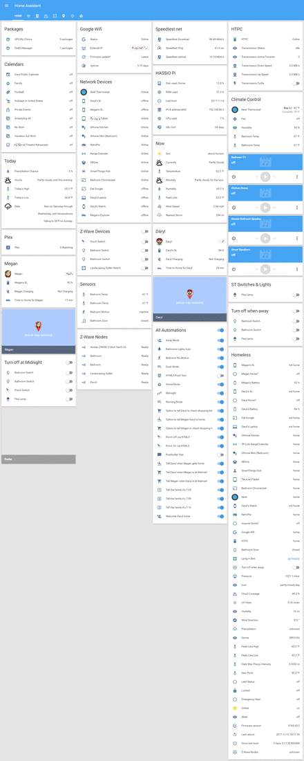 Screenshot of all stuff in Home Assistant