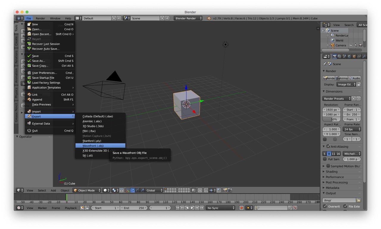 Blender export screenshot