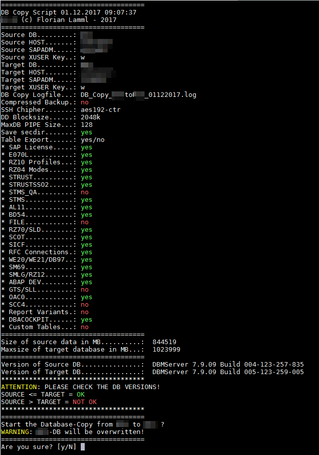 Summary with different DB version