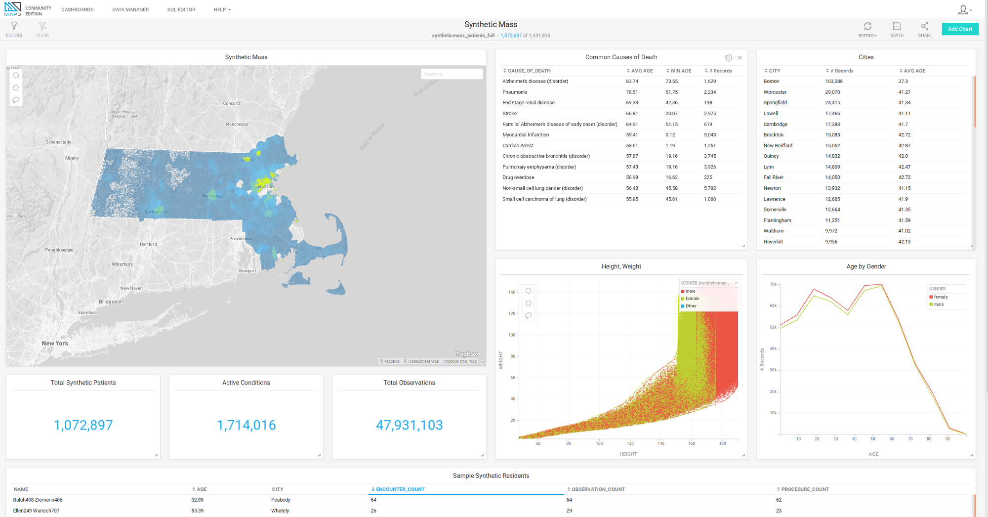 MapD Immerse Synthetic Mass Example