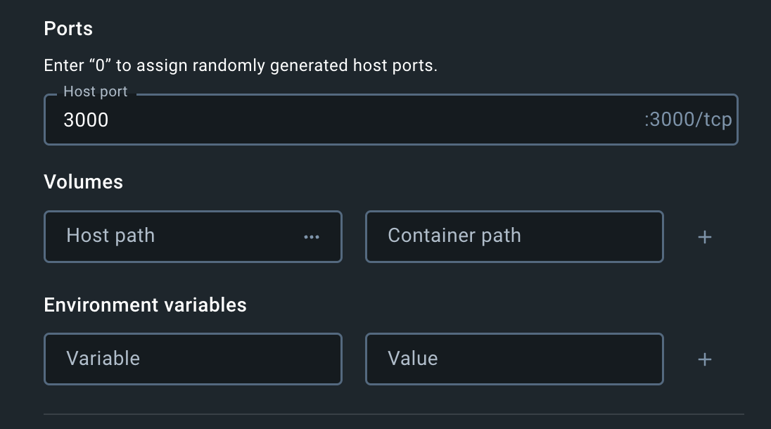 Docker desktop settings