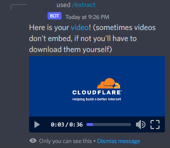 An embed displaying CloudFlare's Twitter video.