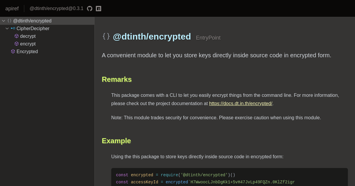 API reference screenshot