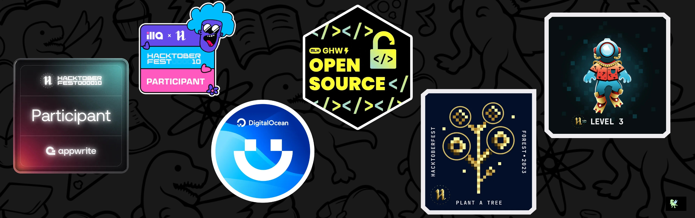 An image of @luciakirami's Holopin badges, which is a link to view their full Holopin profile