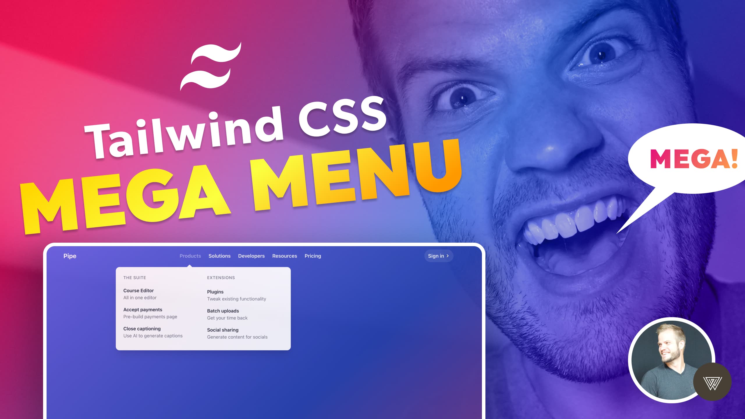 Code a mega menu with Tailwind CSS