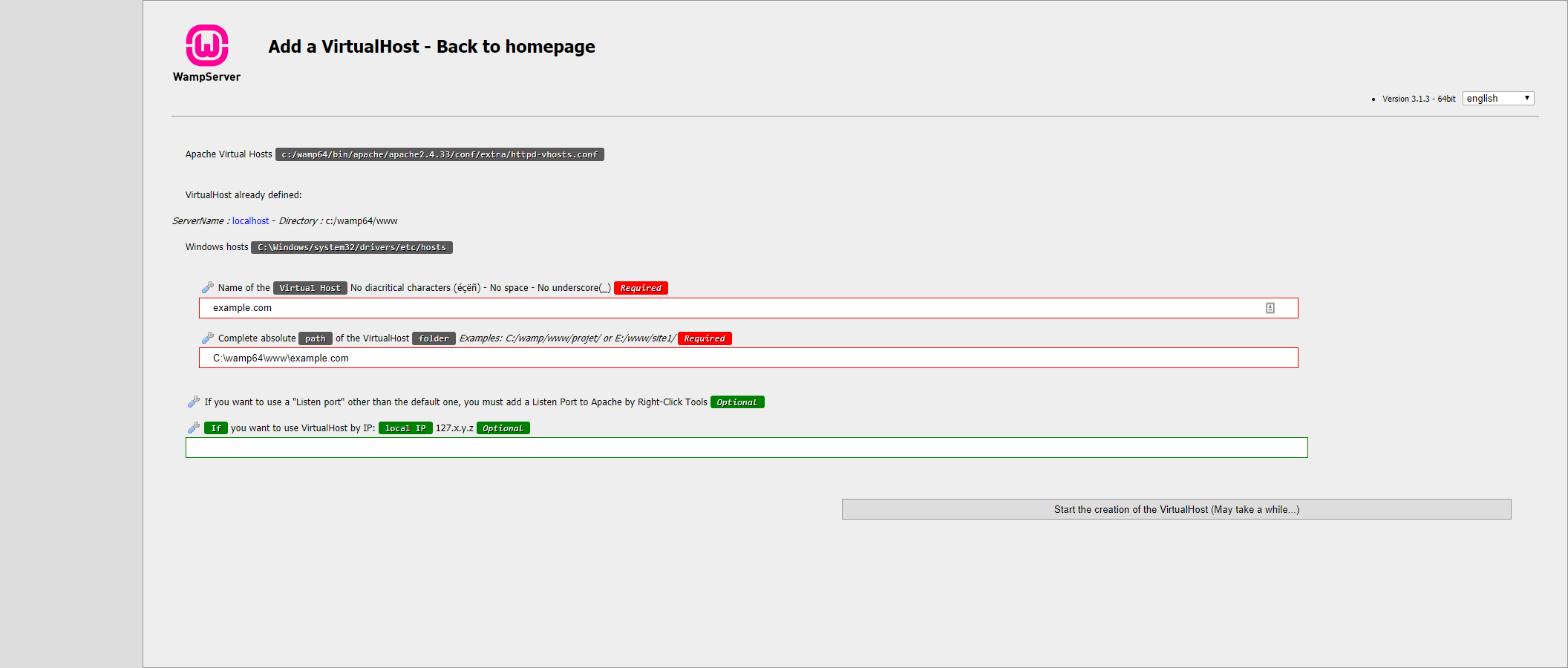 add virtual hosts