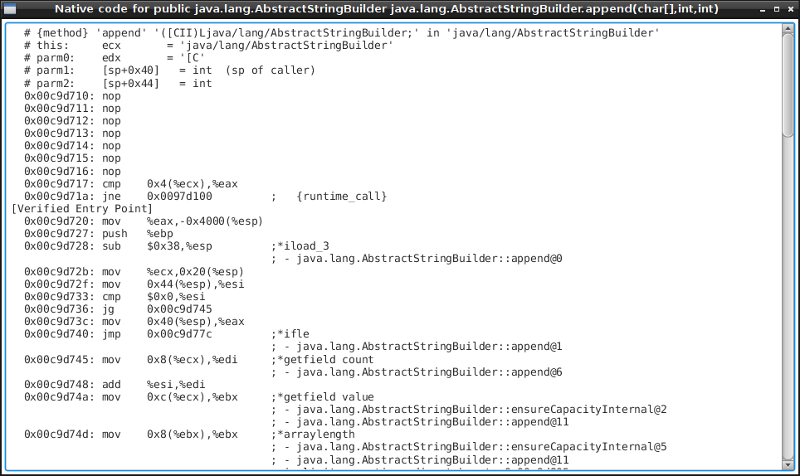 View the assembly language for the method