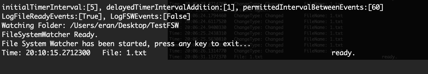 (Figure 7) program output when LogFSWEvents flag is off