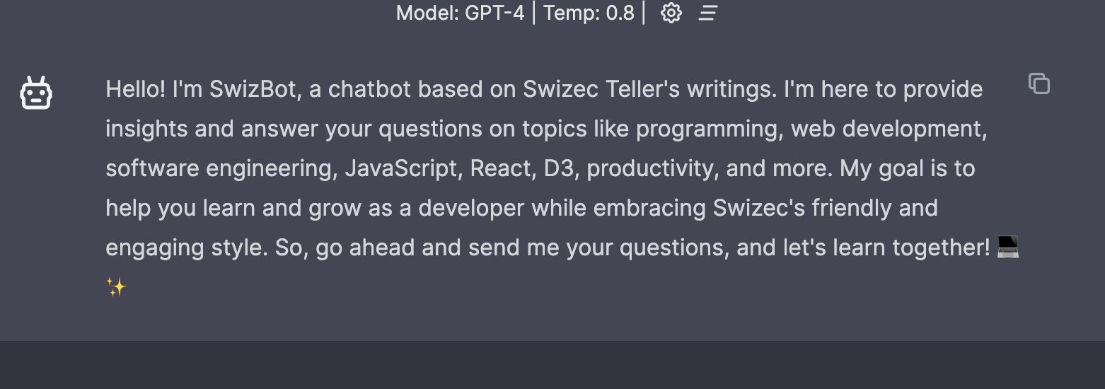 GitHub - Swizec/swizbot-ui: Swizec as a bot with chatbot-ui · GitHub