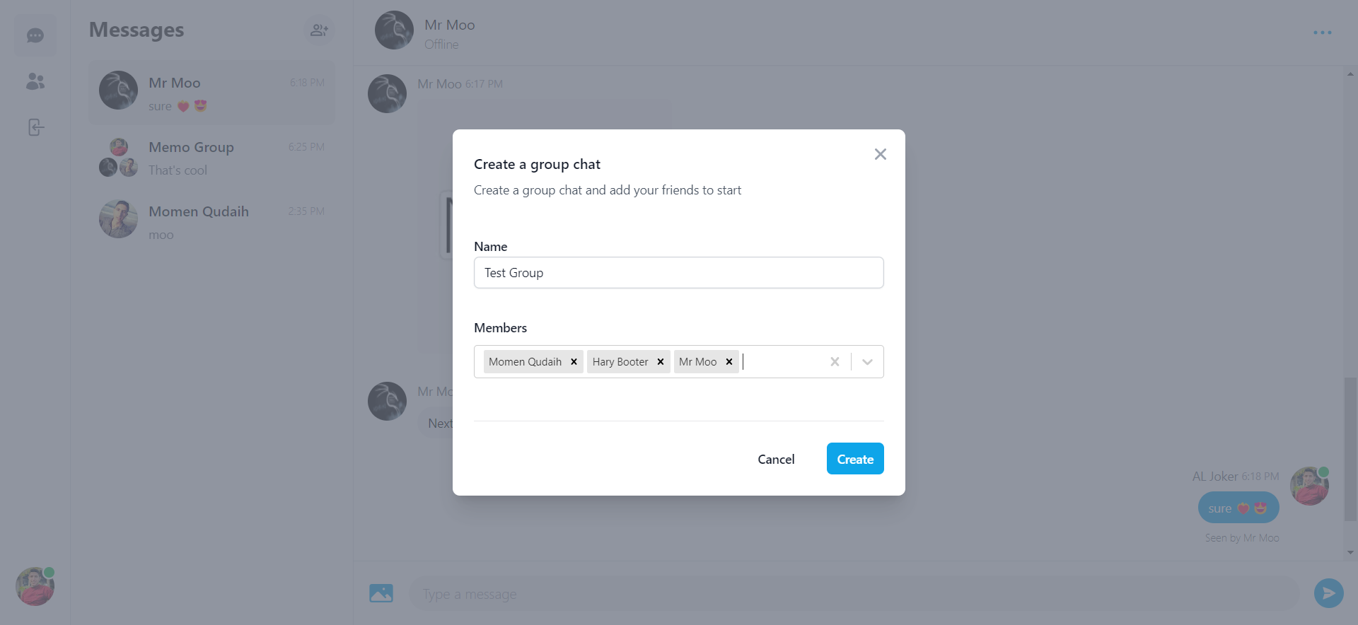 Create Group Interface