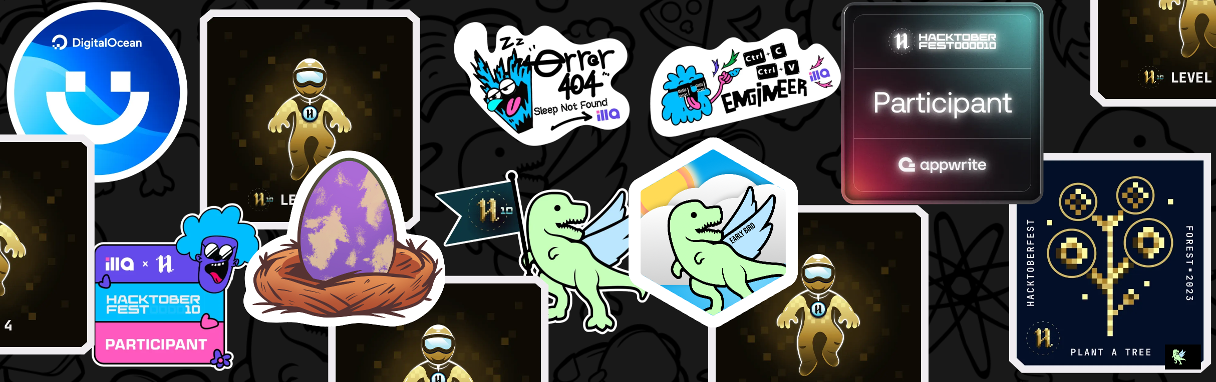 An image of @dv04's Holopin badges, which is a link to view their full Holopin profile