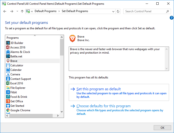 Set Default Programs