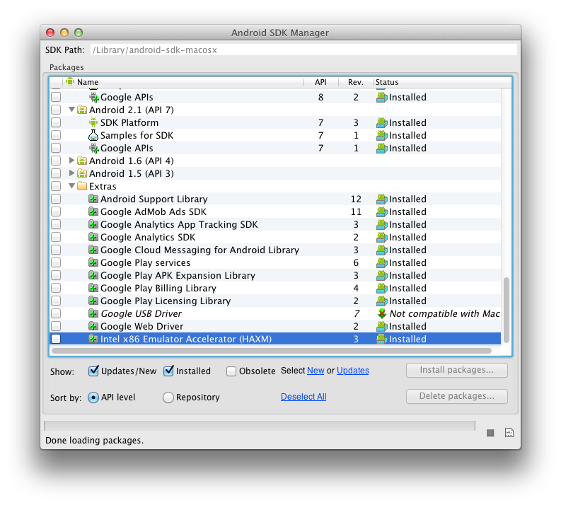 HAXM from SDK Manager