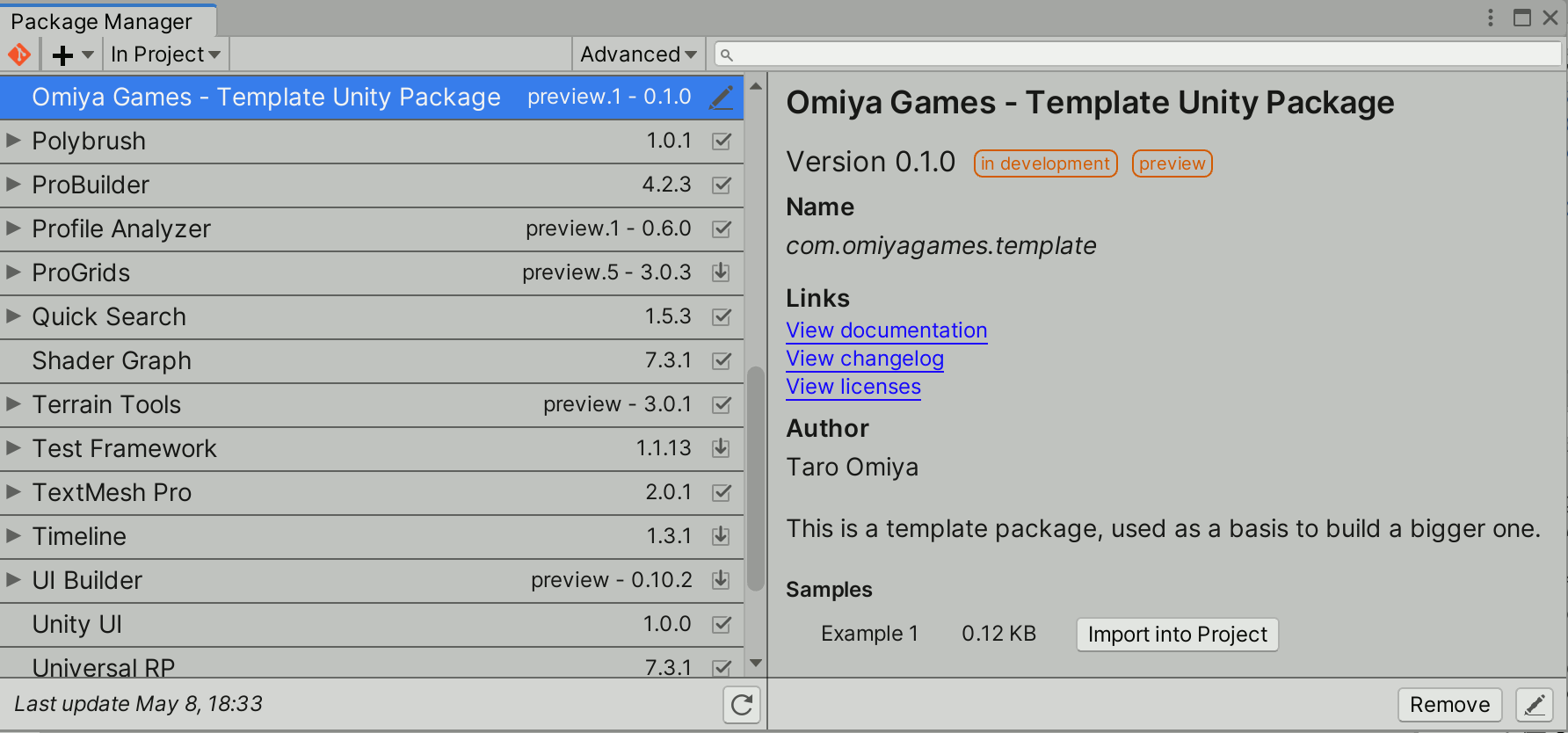 GitHub - OmiyaGames/template-unity-package: A Github template for creating  a new Unity Package. Hit the green 