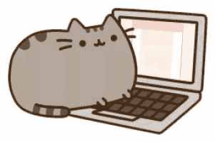 Gatinho animado trabalhando no notebook