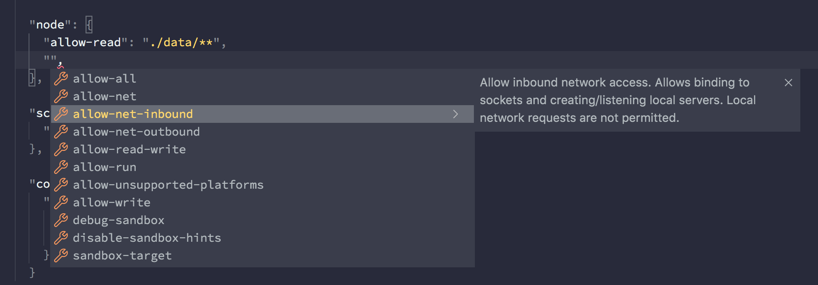 config intellisense