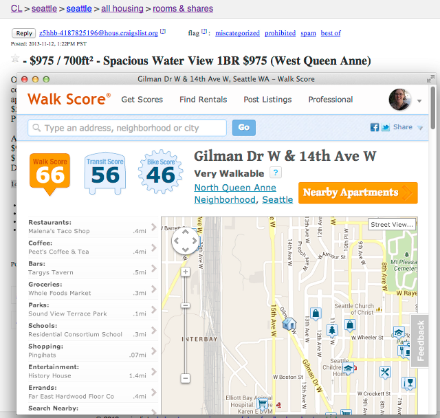 Right-Click Walk Score options screenshot