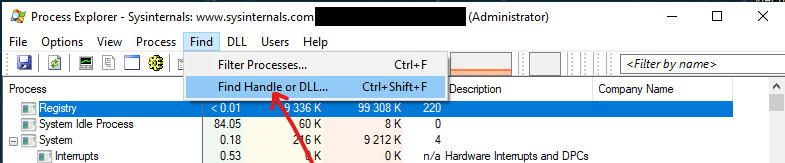 Then click on "Find Handle or DLL"