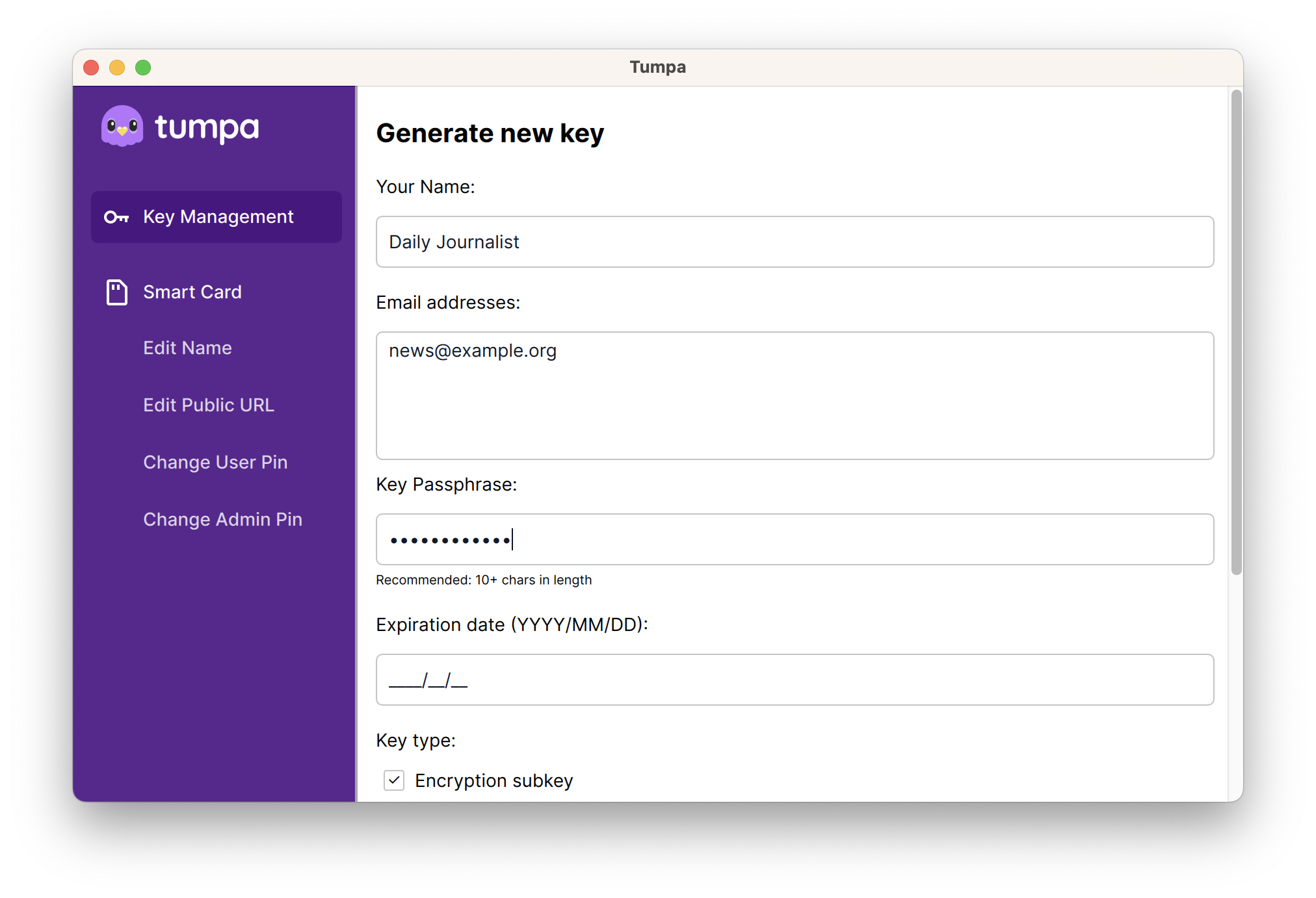 Generate key top part