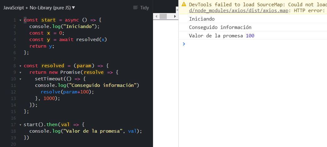 Console.log de async/await