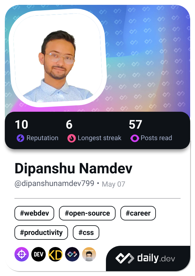 Dipanshu Namdev's Dev Card