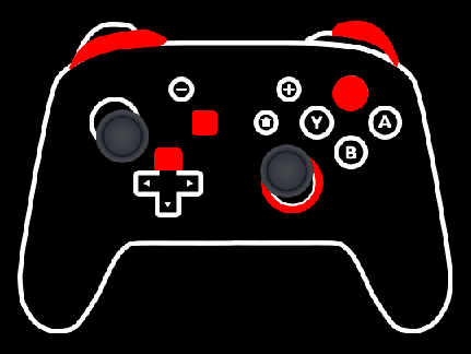 A screenshot of Total Controller, showing several buttons of a Switch Pro controller being pressed 