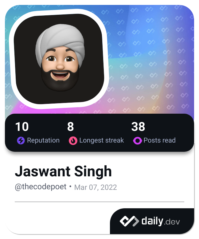 Jaswant Singh's Dev Card