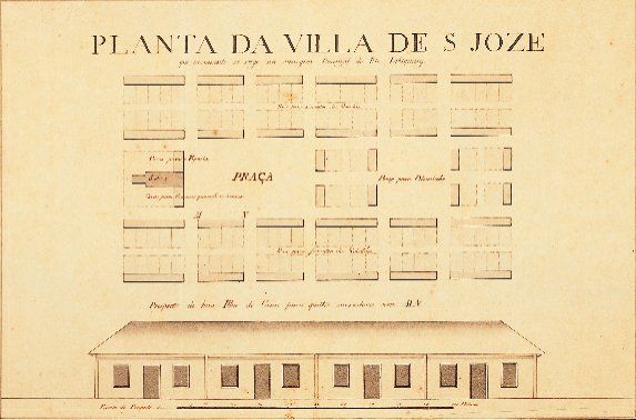 Plan of the garrison town of S. José on the Tabiquary river, now town of Taquari, Brazil, by Manoel Vieira Leão, c. 1777. Arquivo Histórico do Exército (Rio de Janeiro)