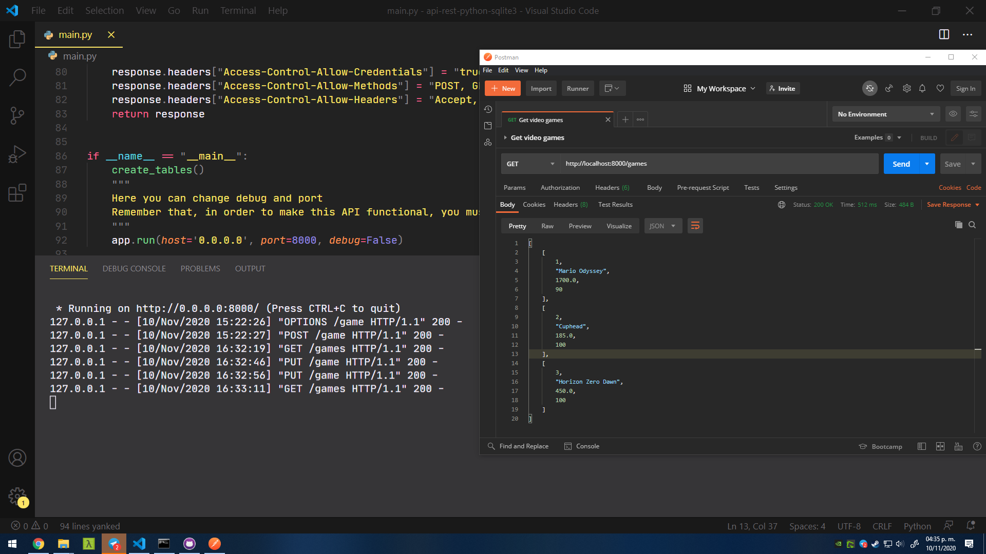 Consumiendo API REST creada con Flask y Python usando SQLite 3 y JSON - By Parzibyte