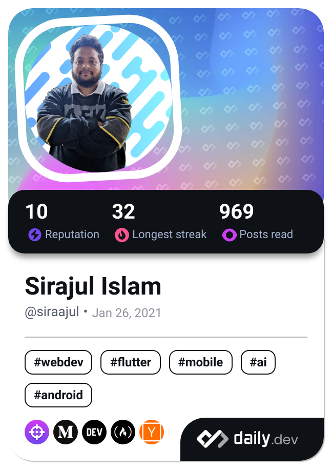 Sirajul Islam's Dev Card