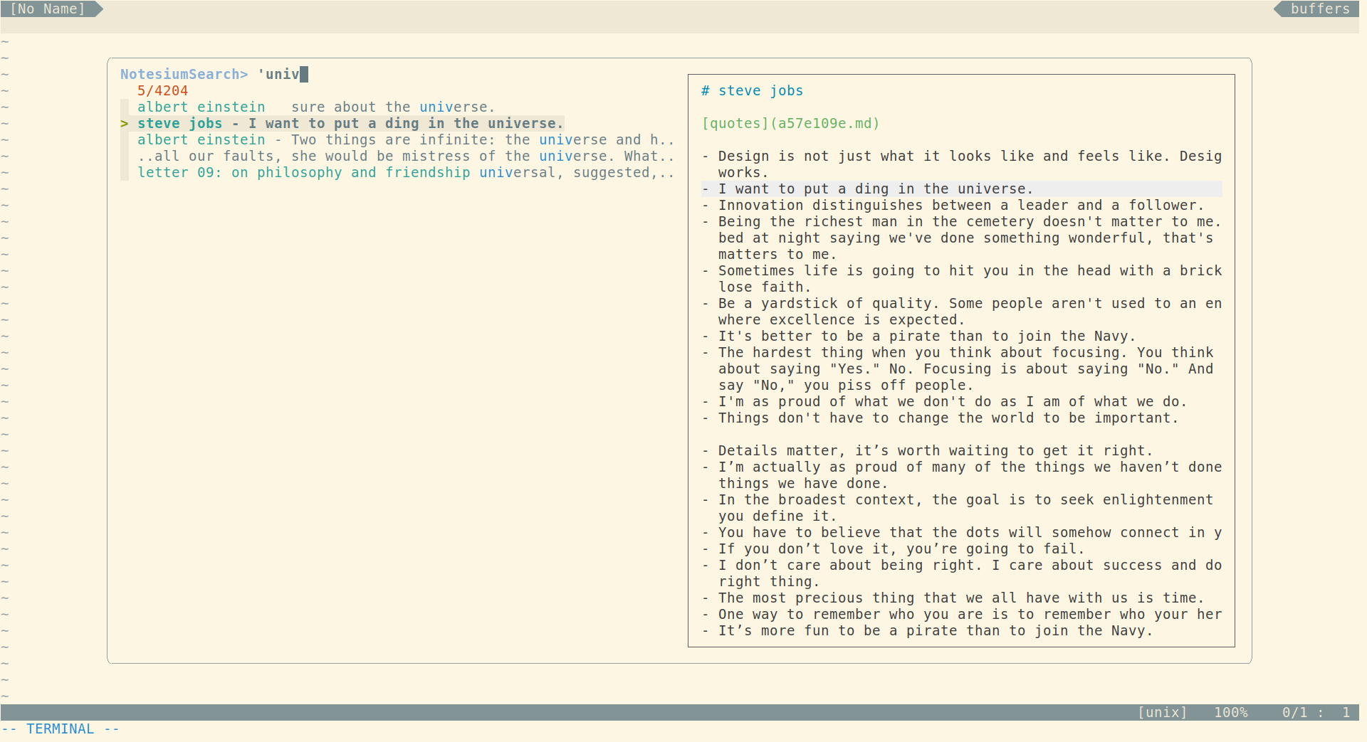 image: vim full text search light