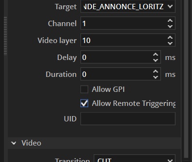 Enable Allow Remote Triggering in Output section of element