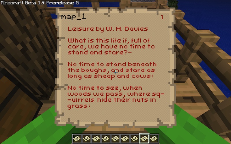 A minecraft map with writing on it - 1