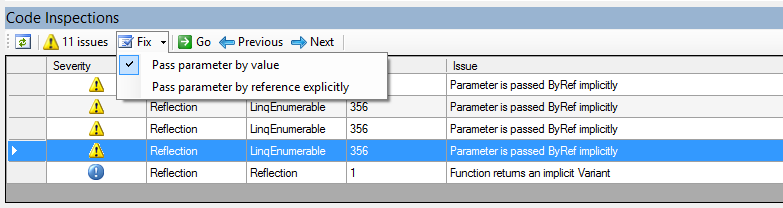 Code Inspections dockable toolwindow